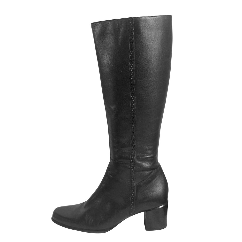 Bandolino Women Tall Black Leather Riding Equestrian Boots Size 8M Witchy Academ